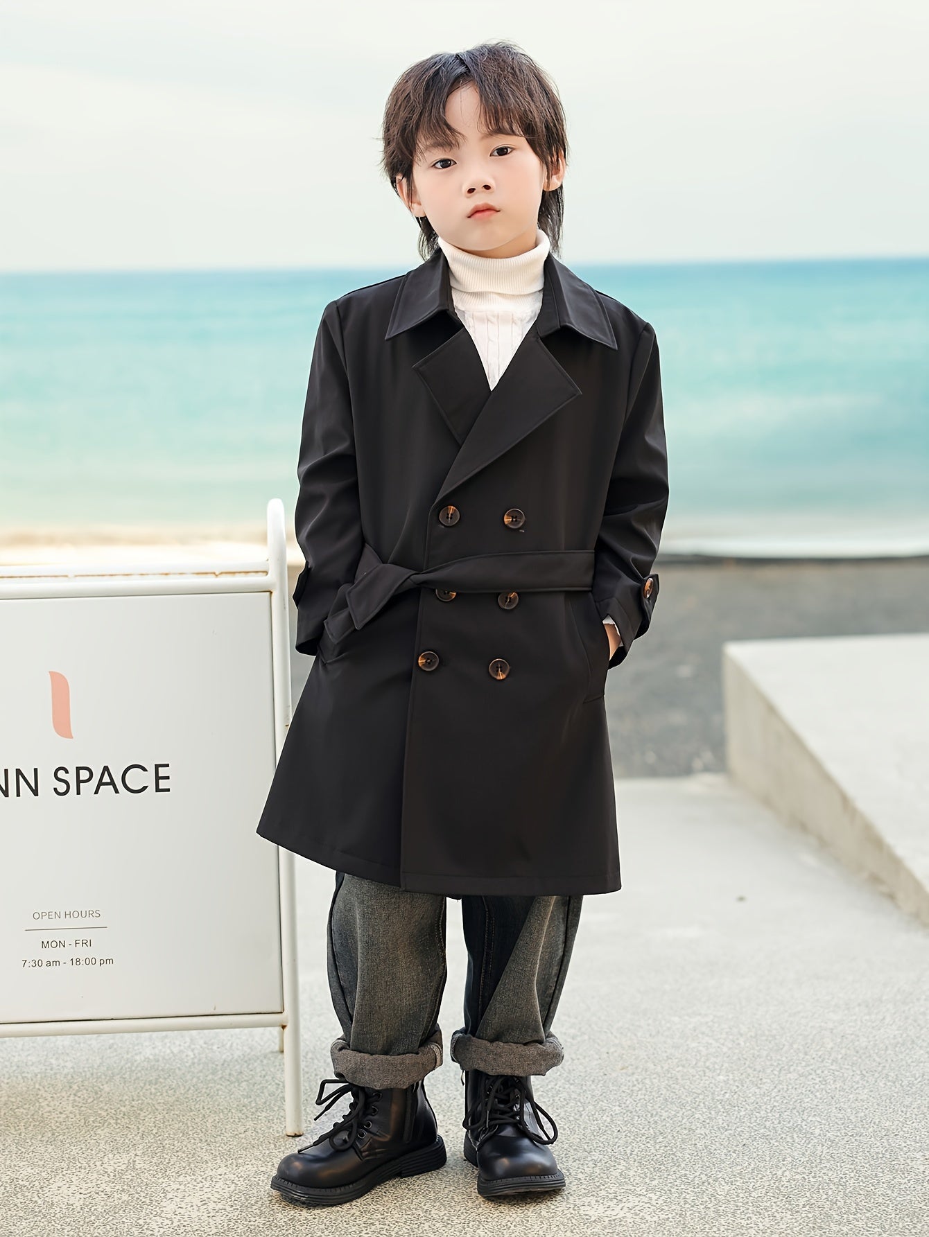 Windbreaker for boys, mid-length with double buttons - Franz