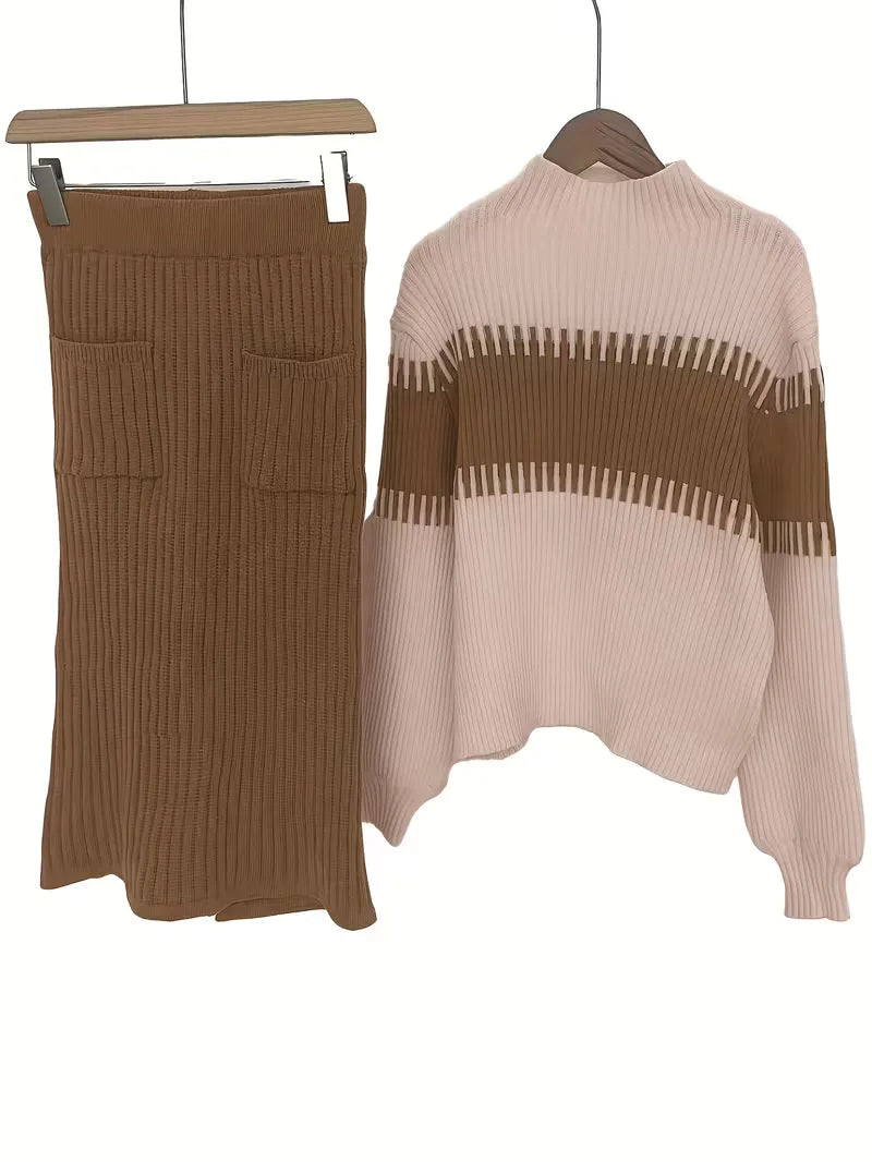 Ensemble deux pièces avec texture côtelée
