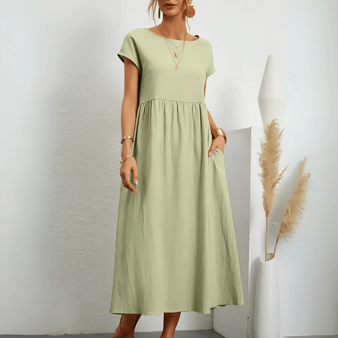 Vintage cotton and linen maxi dress for women