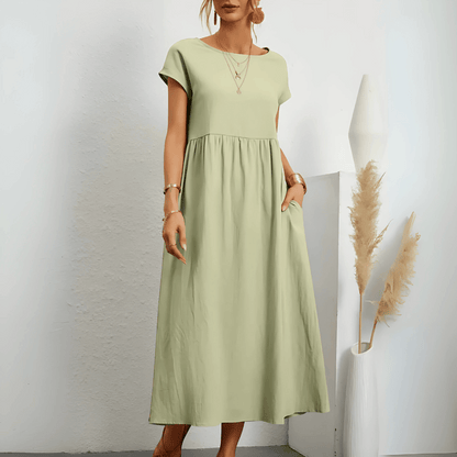 Vintage cotton and linen maxi dress for women