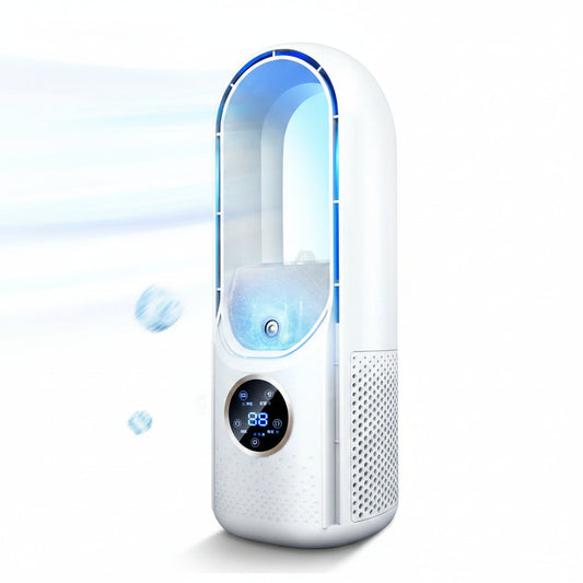 Enfriador de aire portátil USB - Ventilador sin aspas con temporizador y humidificador