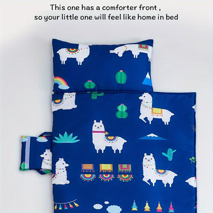 Foldable Children's Sleeping Mat with Llamas – Soft & Convenient for Toddlers on the Go or at School