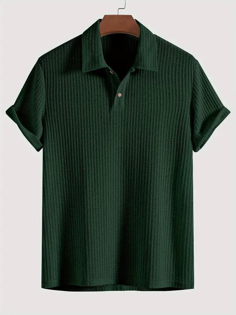 Polo casual da uomo con motivo a coste e comfort traspirante per l'estate