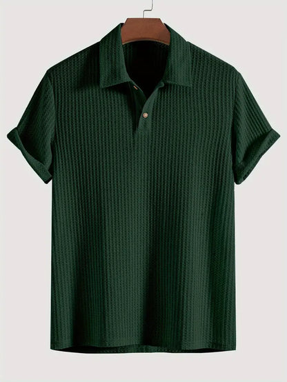 Polo casual da uomo con motivo a coste e comfort traspirante per l'estate