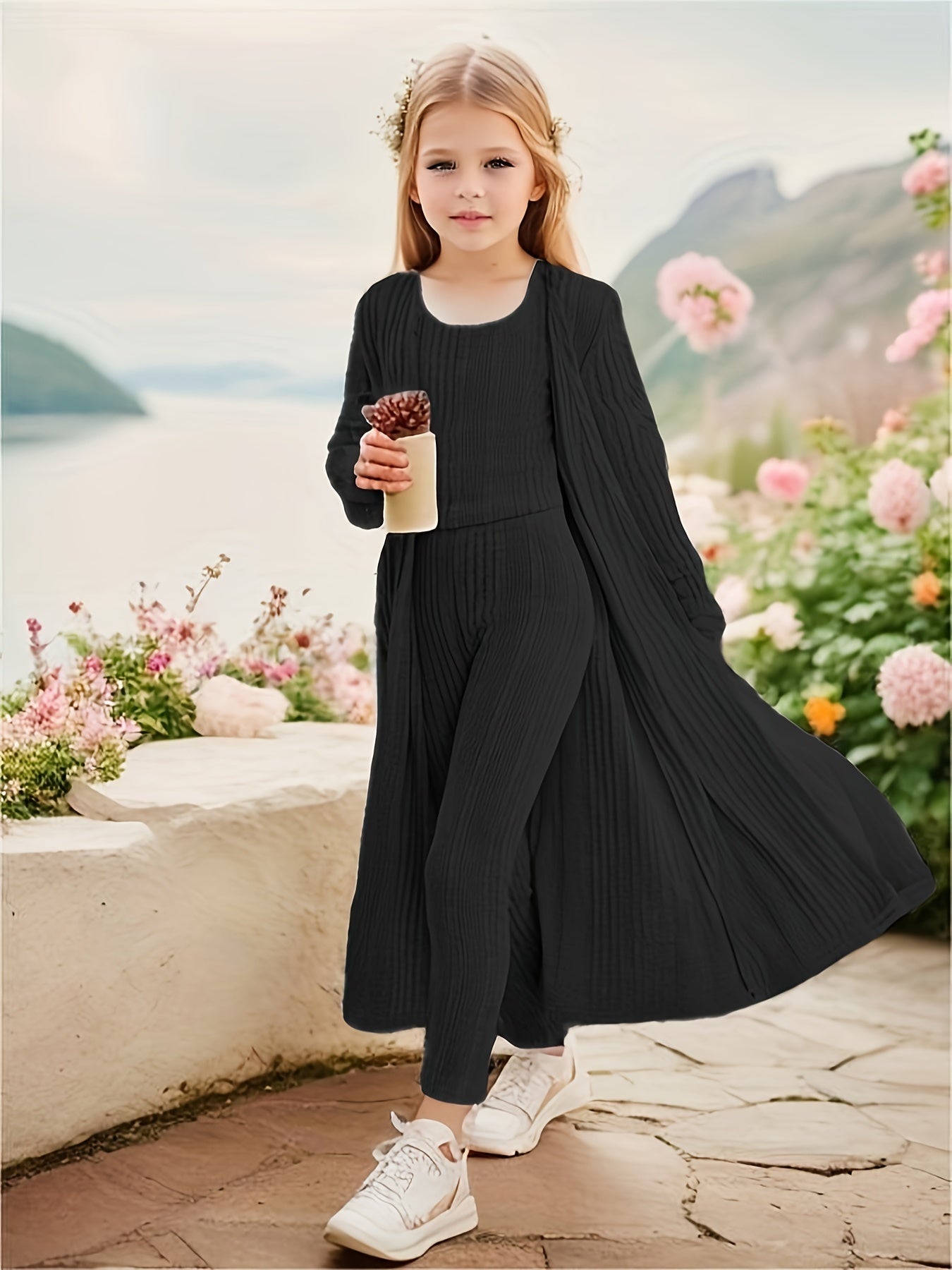 3-Piece Stretchy Knit Cardigan + Top + Legging - Charmaine