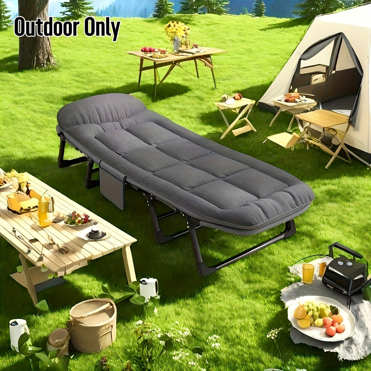 Cama plegable de camping para adultos – Estructura ligera de aluminio y acero inoxidable