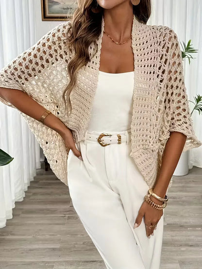 Oversized cardigan with hollow-out design