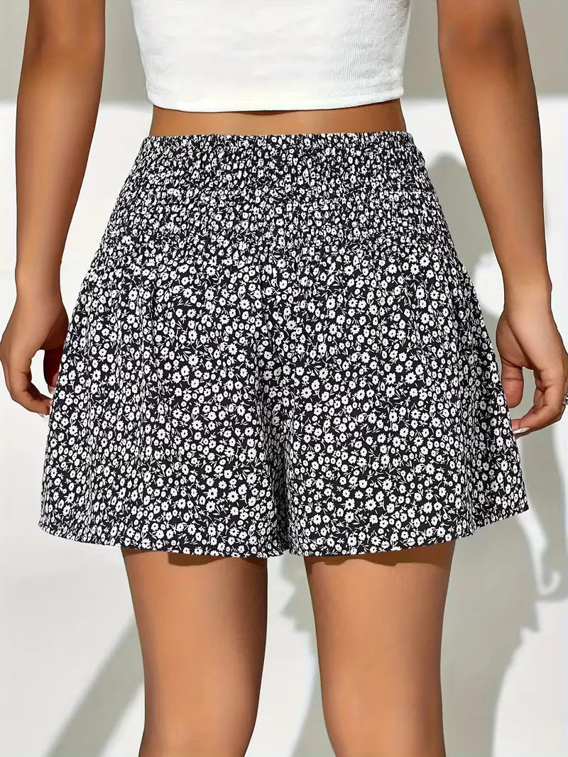 Shorts taille haute avec motif floral
