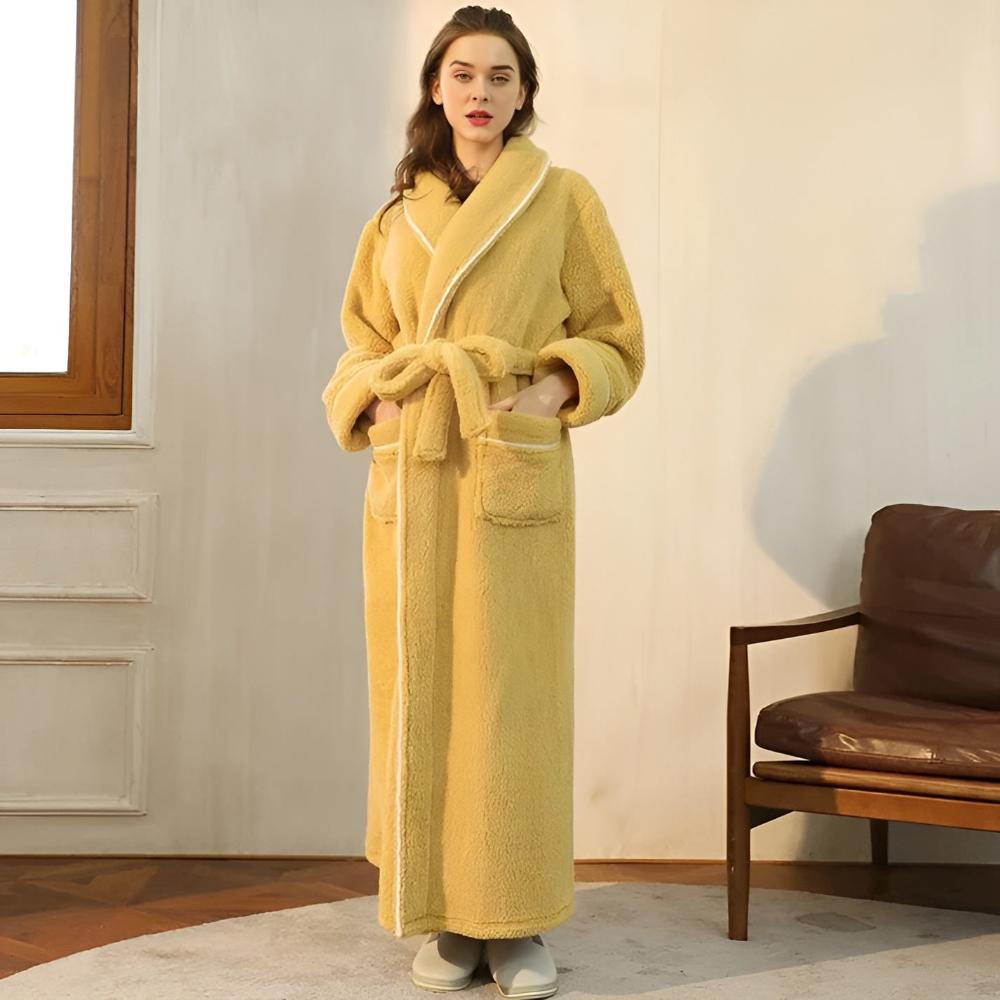 Unisex Coral Fleece Bathrobe with Shawl Collar