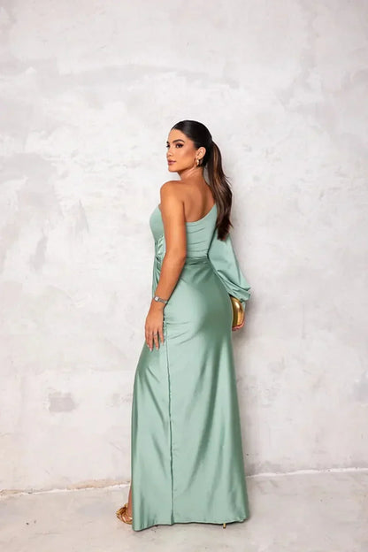 Ladies' Elegant Gala Maxi Dress with One Shoulder and Split