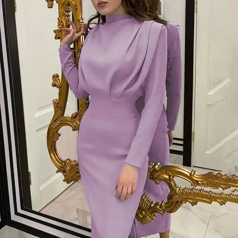 Solena – Elegant Bodycon Dress with Turtleneck for Autumn and Winter