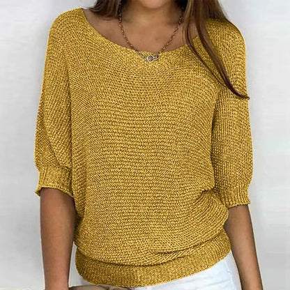 Noami – Warm Knitted Jumper with Butterfly Sleeves and Round Neck