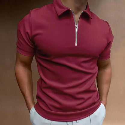 Polo elegante con cuello de cremallera para hombre