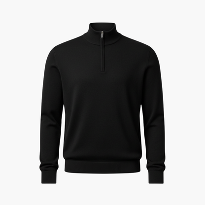 Men's Pullover with Quarter Zip and Ribbed Hem