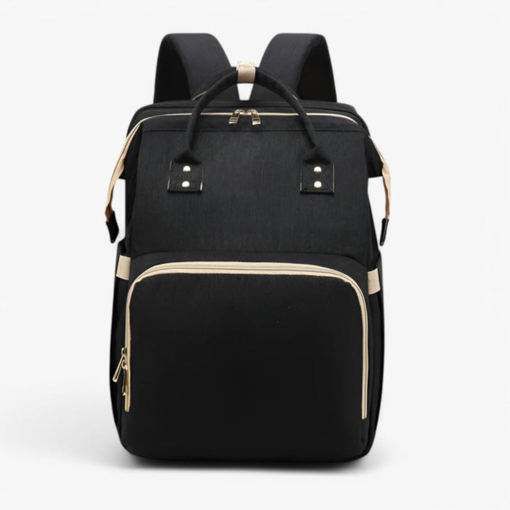 2-in-1 diaper bag with retractable crib