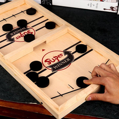 PlayFun - Double-Sided Sling Puck Board Game - Family Fun for Everyone