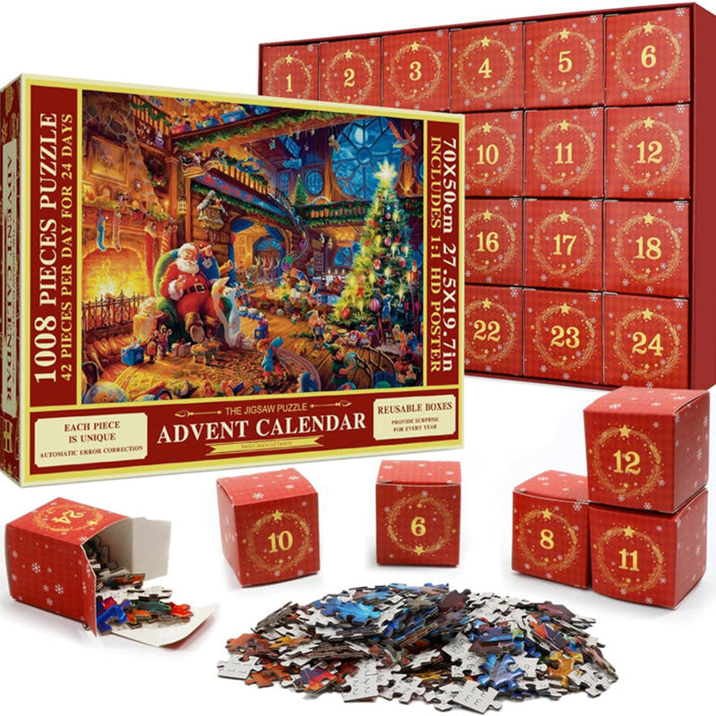 Christmas Puzzle Advent Calendar – 1008 Pieces, Daily Puzzle Fun