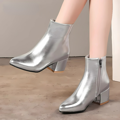 Ash - Stylish silver ankle boots for women