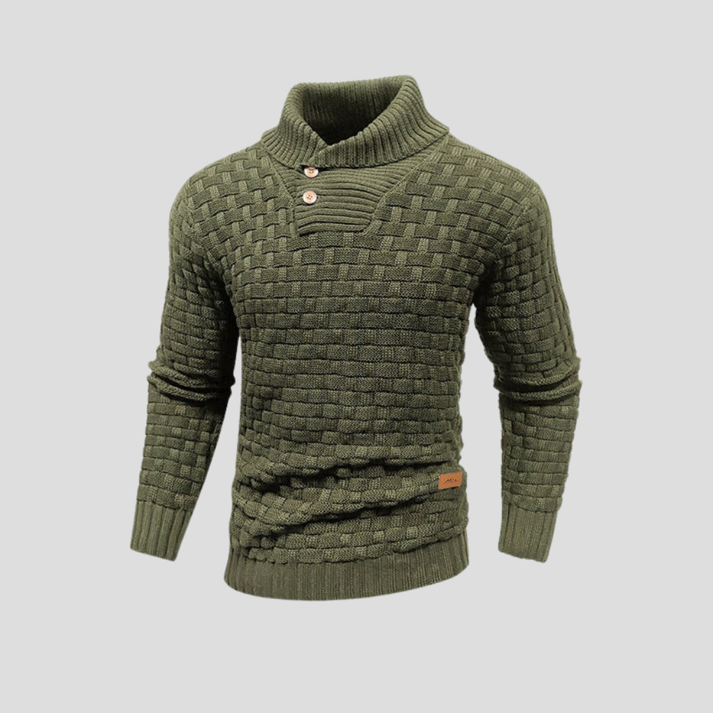 Men's Sweater with Half Collar and Buttons