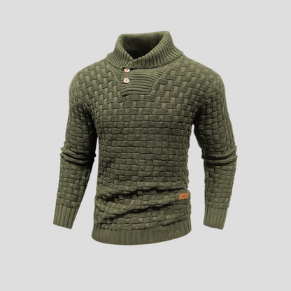 Men's Sweater with Half Collar and Buttons
