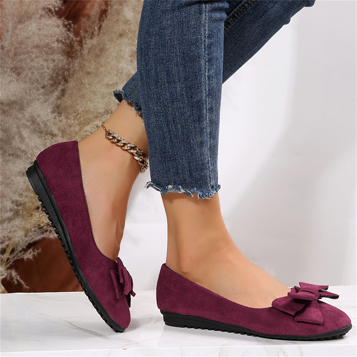 Comfort Ballerinas with Bow Detail and Soft Fit