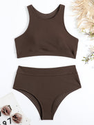 Sporty High-Waist Bikini with Racerback Top