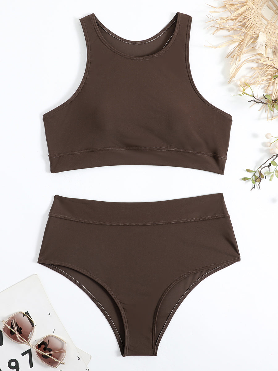 Bikini deportivo de cintura alta con top de espalda deportiva