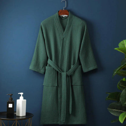 Lightweight Waffle Cotton Bathrobe for Couples