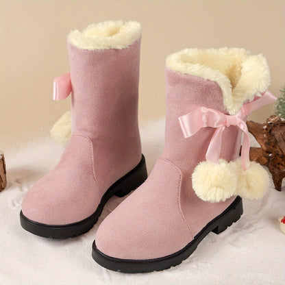 Girls' Trendy Snow Warm Fleece Cozy Non-Slip Ankle Boots - Madela