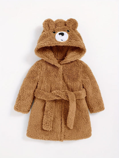 Roupão com capuz para bebé – roupão macio de tecido teddy para bebés e crianças pequenas, ideal para o inverno