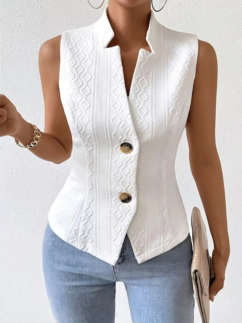 Gilet avec col en V et boutons