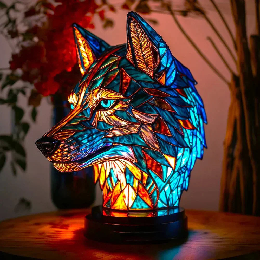 Vibrant Stained Glass Animal Lamps – Artistic Table Decoration