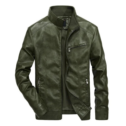 Leather jacket for men - spring jacket for men - with zip