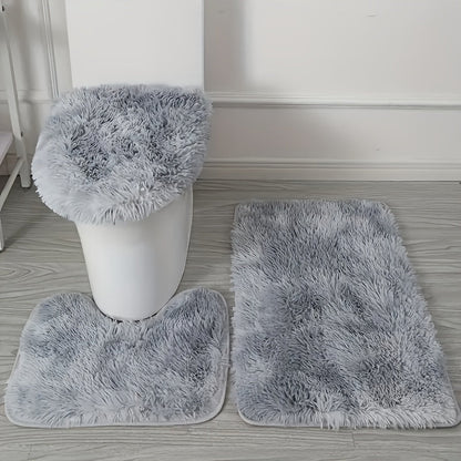 3-piece bathroom mat set with geometric pattern – Soft and non-slip