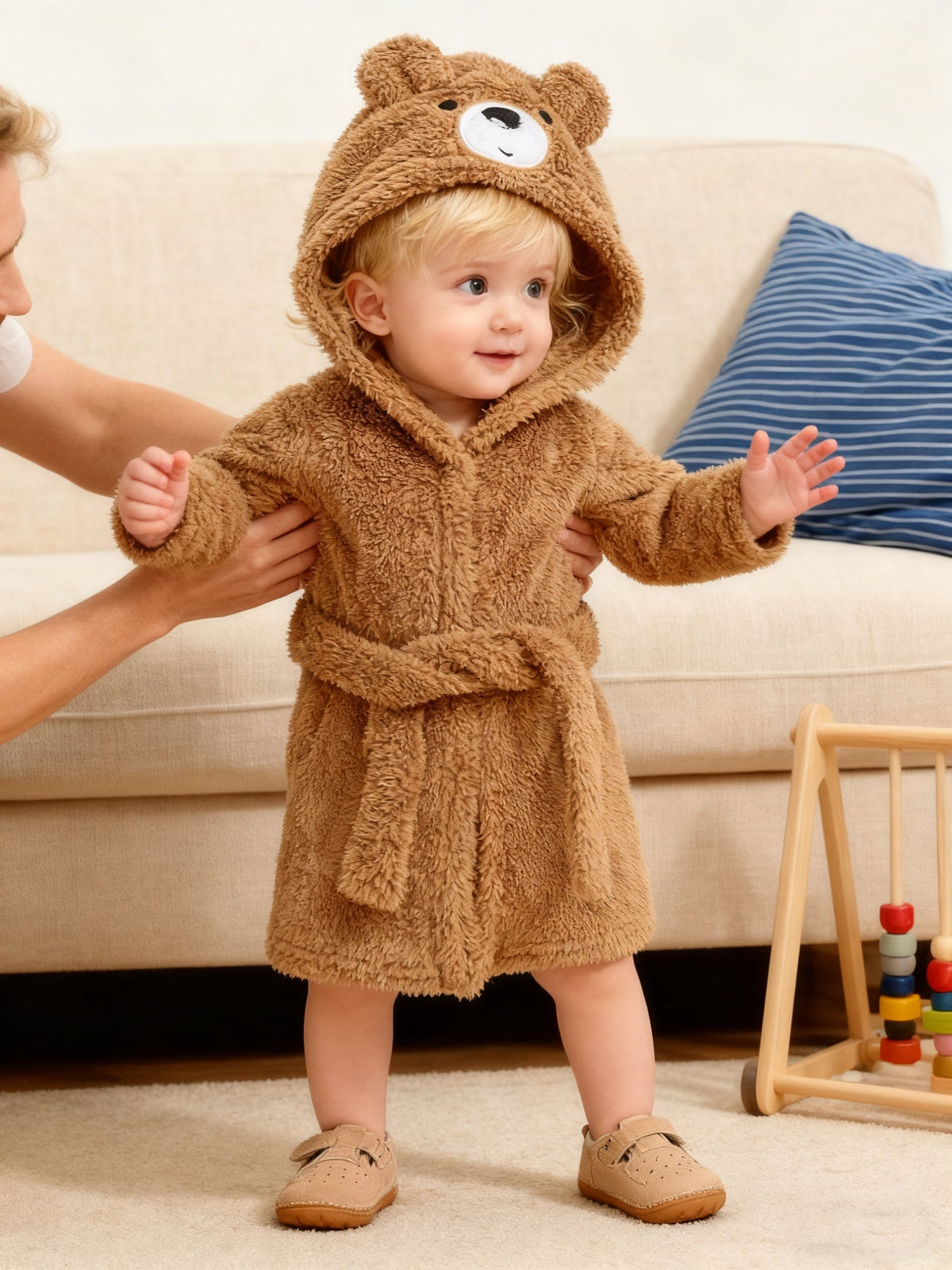 Roupão com capuz para bebé – roupão macio de tecido teddy para bebés e crianças pequenas, ideal para o inverno