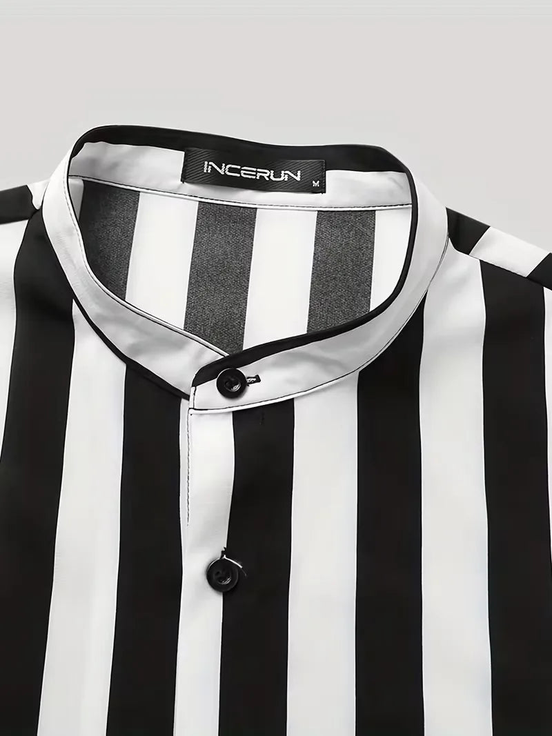 Chemise à manches courtes à rayures verticales