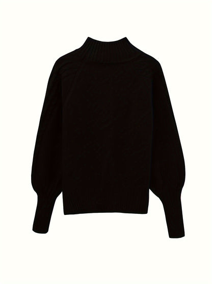 Pullover elegante da donna in maglia con collo alto – comodo