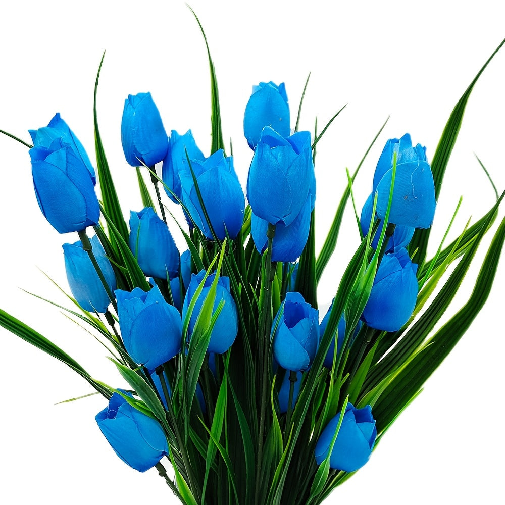 Set of 6 Bunches of Artificial Tulips – UV Resistant and Realistic for Garden and Interior Decoration