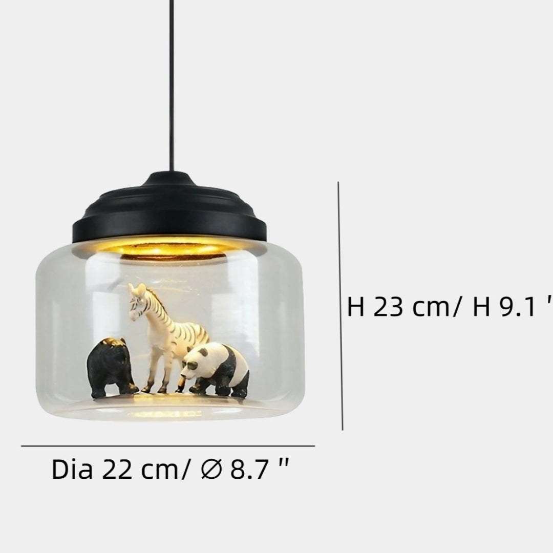 Petit Zoo in Glass Pendant Lamp – Unique Atmosphere with Miniature Animals