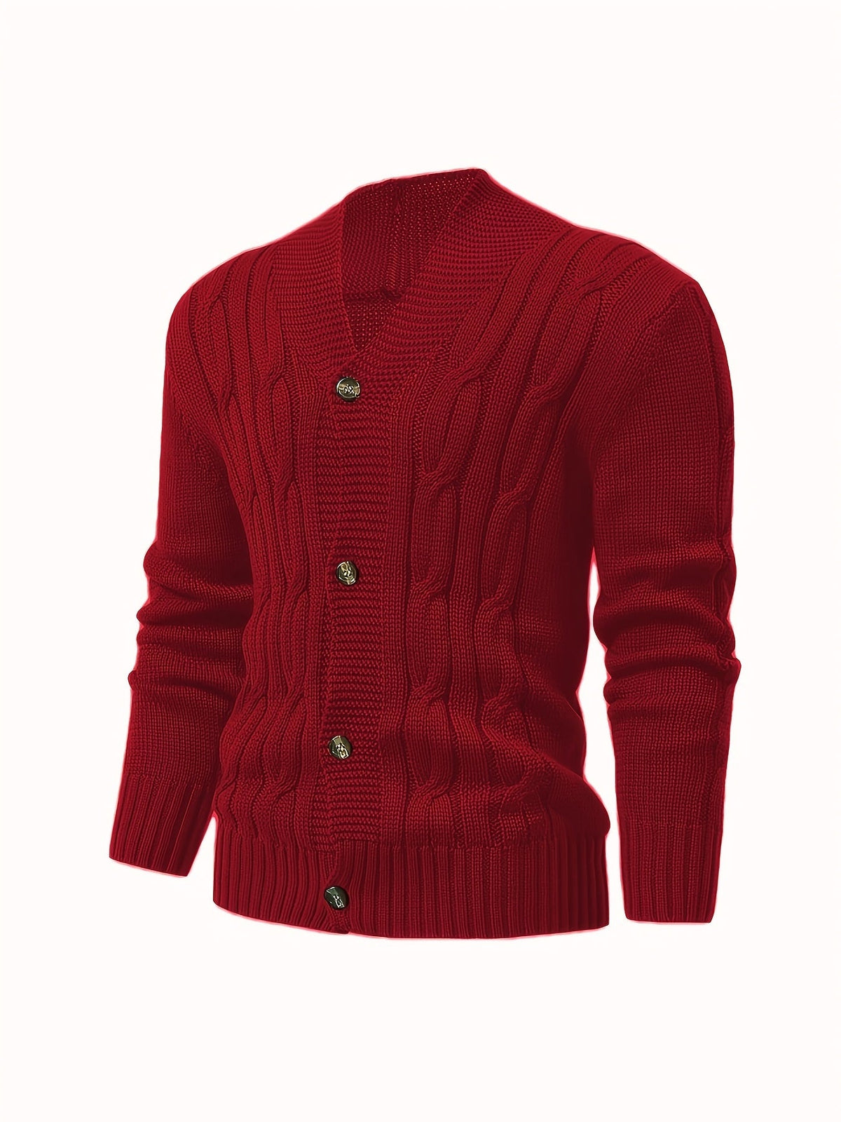 Men's Cable Knit Cardigan with V-Neck – Comfortable and Versatile