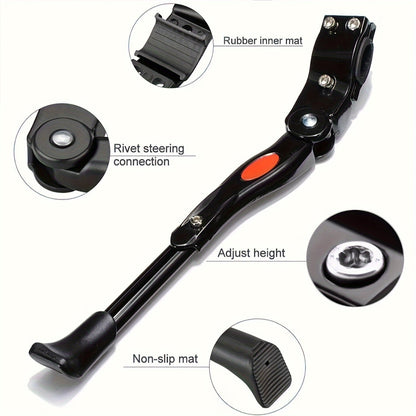 Soporte ajustable para bicicleta - Pata de cabra lateral resistente para estacionarla de forma estable