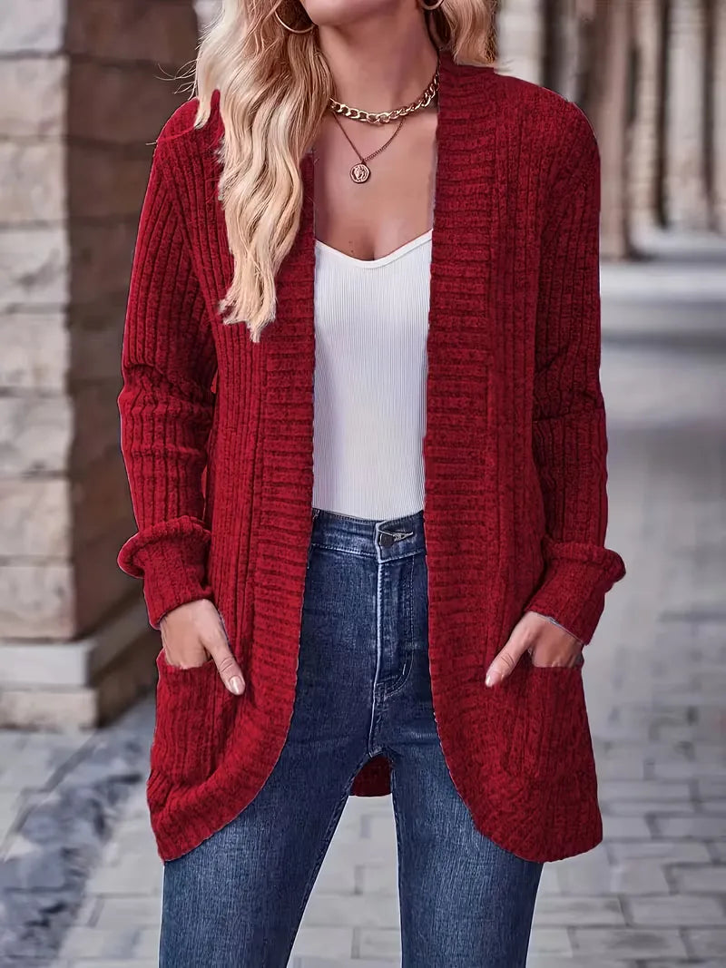 Open vest with ribbed texture