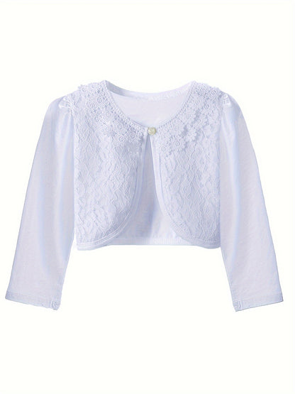 Girls' Cardigan with Lace Detail - Choi