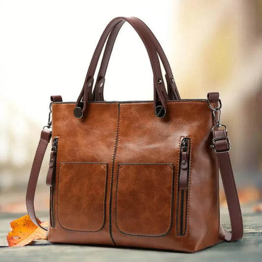 Bolso de hombro clásico de cuero elegante