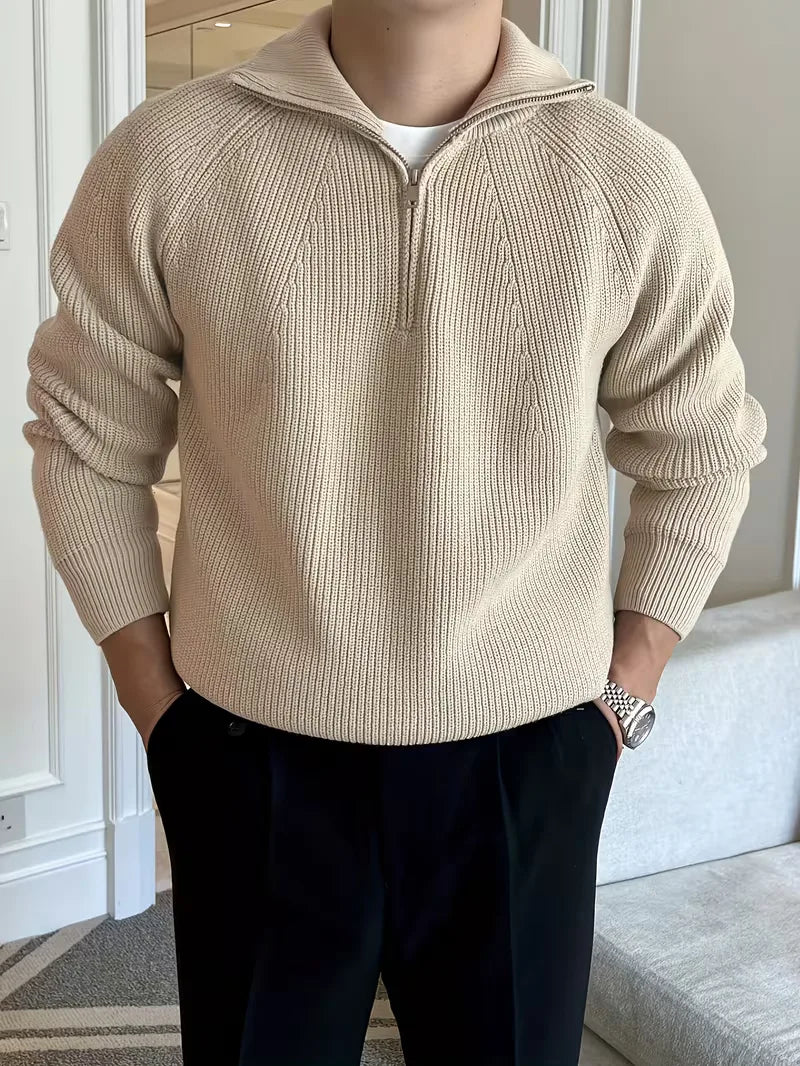 Pull zippé avec texture côtelée