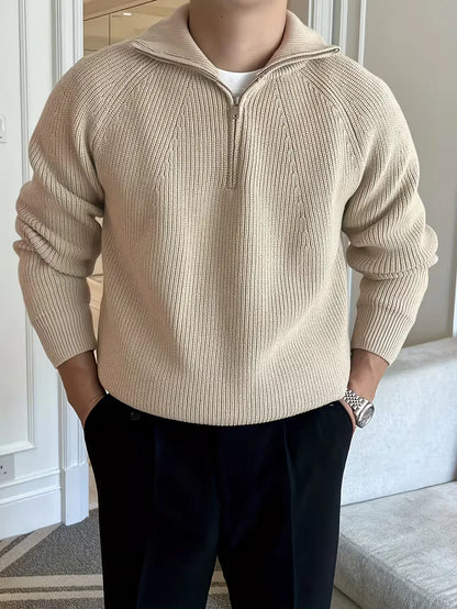 Pull zippé avec texture côtelée