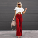 Pantalones acampanados de talle alto para mujer
