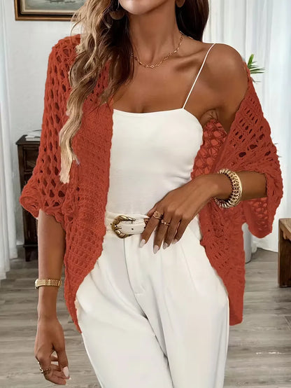 Oversized cardigan with hollow-out design