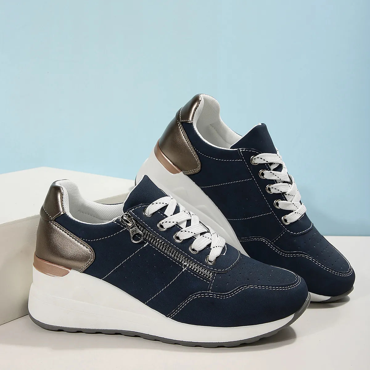 Ladies' Sports Shoes with Thick Sole and Comfortable Design
