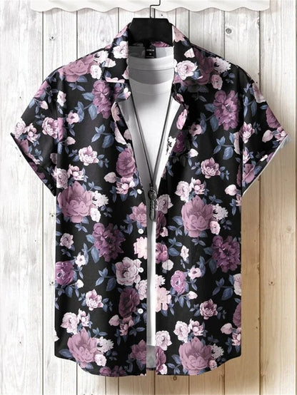 Amich - 3D Flower Printed Hawaiian Shirt
